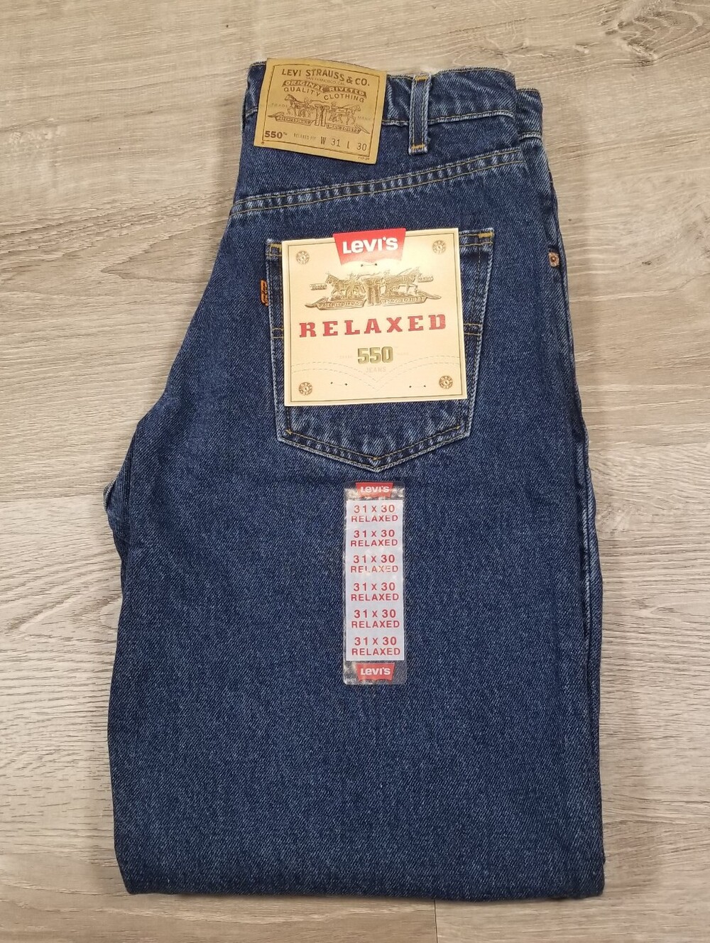 Vintage 90s Levis 550 Blue Denim Jeans Relaxed Fit Mens 31x30 NWT Deadstock